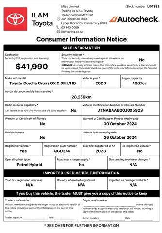 image-19, 2023 Toyota Corolla Cross GX 2.0L Petrol Hybrid FW at Christchurch