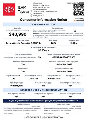 image-16, 2024 Toyota Corolla Cross GX 2.0P HEV FWD at Christchurch