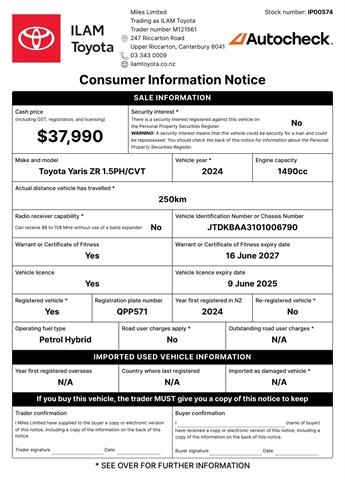 image-18, 2024 Toyota Yaris ZR 1.5L Petrol Hybrid 5 Door Hat at Christchurch