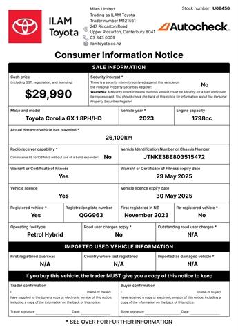 image-17, 2023 Toyota Corolla GX 1.8L Hybrid CVT at Christchurch