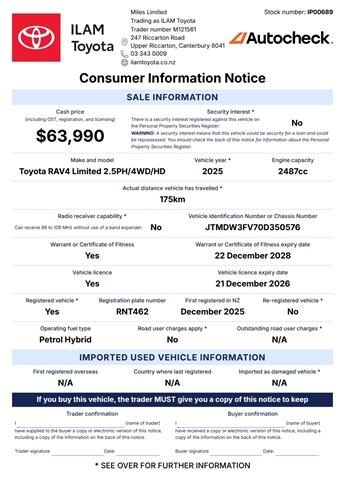 image-16, 2025 Toyota RAV4 Limited 2.5P HV ECVT AWD at Christchurch