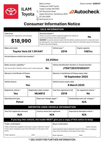 image-17, 2019 Toyota Yaris SX 1.5L Petrol Hatch at Christchurch