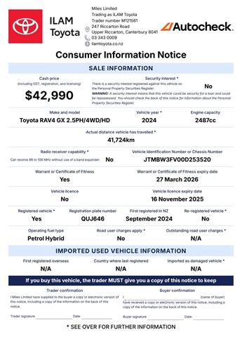 image-15, 2024 Toyota RAV4 Gx 2.5Ph/4Wd/Hd at Christchurch