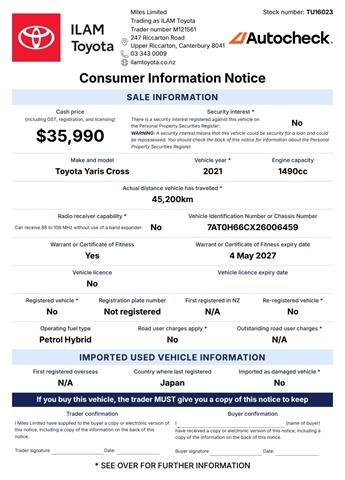 image-16, 2021 Toyota Yaris Cross 1.5 Hybrid Z 4WD at Christchurch