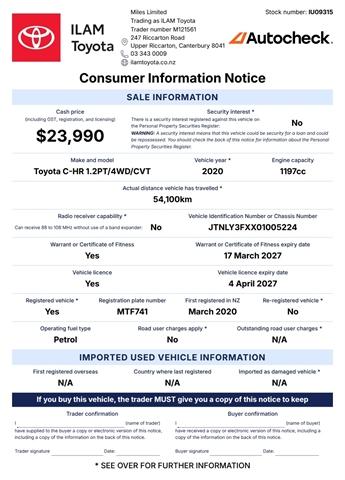 image-16, 2020 Toyota C-HR 1.2PT CVT AWD SUV at Christchurch