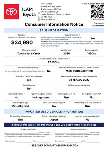 image-14, 2020 Toyota Yaris Cross 1.5 Hybrid Z 5 Dr SUV CVT  at Christchurch
