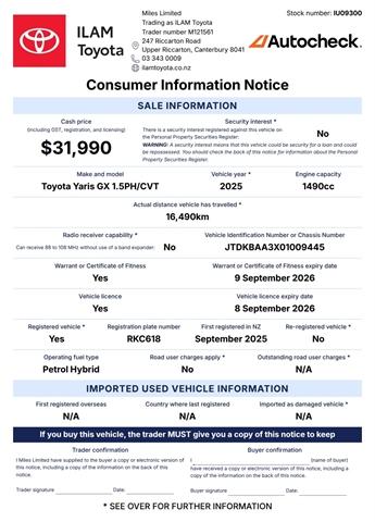 image-16, 2025 Toyota Yaris GX 1.5P HEV ECVT FWD Hatch at Christchurch