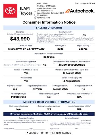 image-16, 2025 Toyota RAV4 GX 2.5P HV ECVT AWD SUV at Christchurch