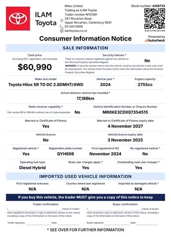 image-16, 2024 Toyota Hilux Sr Td Dc 2.8Dmht/4Wd at Christchurch