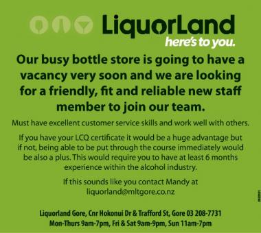 Our busy bottle store is going to have a vacancy