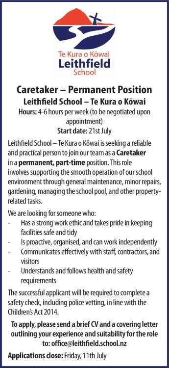 Caretaker – Permanent Position
