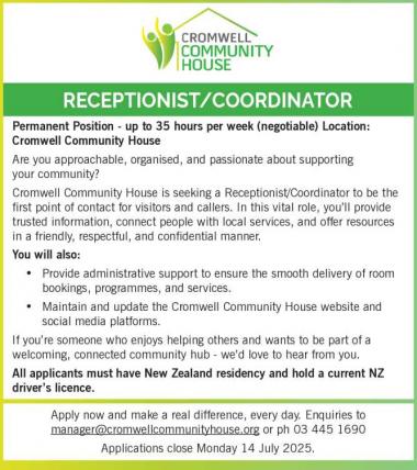 Receptionist/Coordinator in Otago