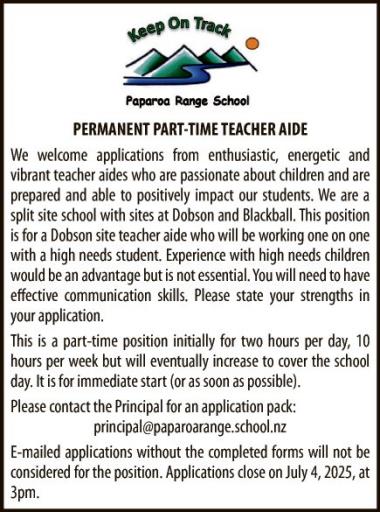 PERMANENT PART-TIME TEACHER AIDE