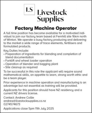 Factory Machine Operator