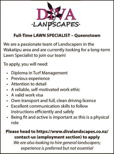Full-Time LAWN SPECIALIST – Queenstown