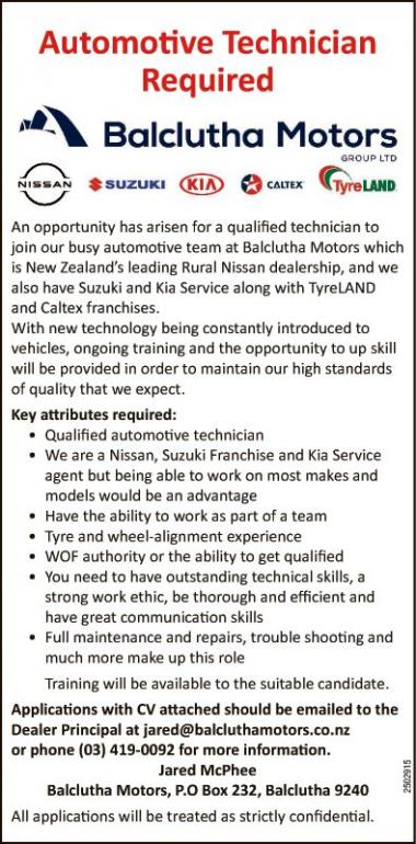 Automotive Technician Required
