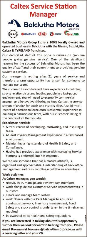 Caltex Service Station Manager