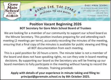 Position Vacant Beginning 2026
