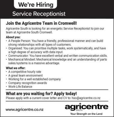 Join the Agricentre Team in Cromwell!