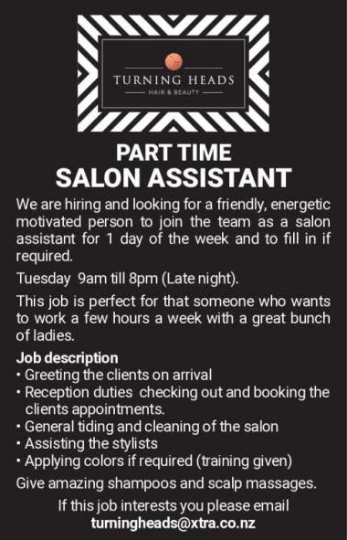 PART TIME SALON ASSISTANT