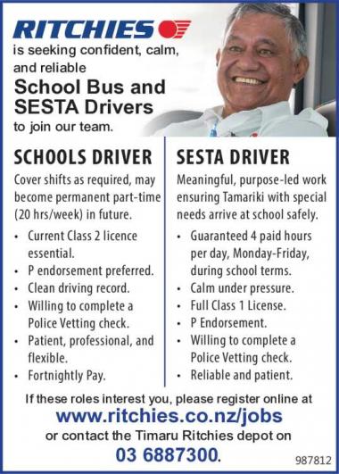 SCHOOLS DRIVER + SESTA DRIVER in Canterbury