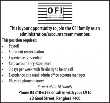 Administration/accounts team member