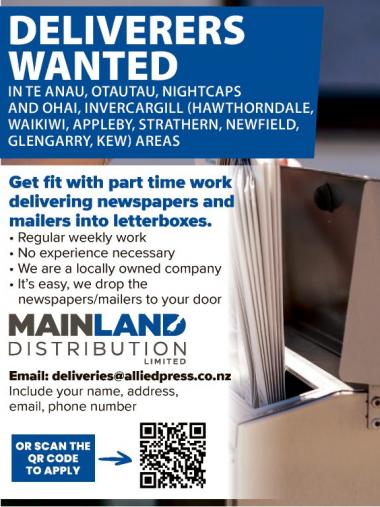 DELIVERERS WANTED in Southland
