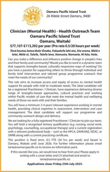 Clinician (Mental Health) - Health Outreach Team