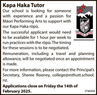 Kapa Haka Tutor in Canterbury