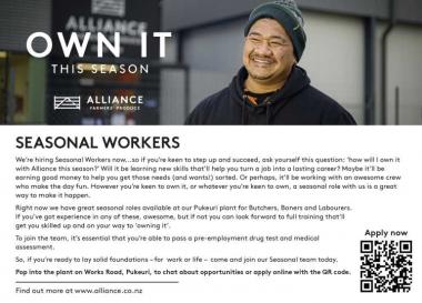 SEASONAL WORKERS in Otago