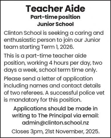 Teacher Aide Part-time position