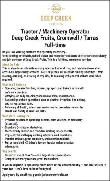 Tractor/Machinery Operator