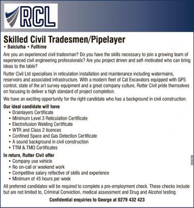 Skilled Civil Tradesmen/Pipelayer