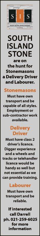 Stonemasons a Delivery Driver and Labourer