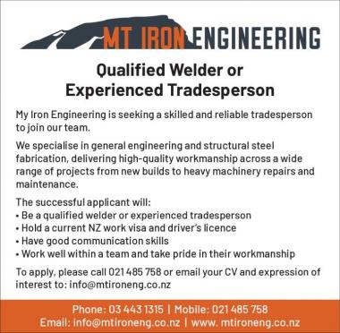 Qualified Welder or Experienced Tradesperson