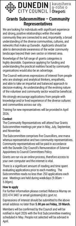 Grants Subcommittee – Community  Representatives