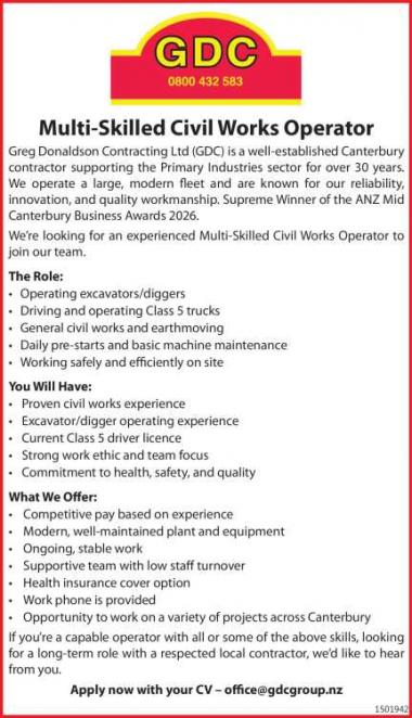Multi-Skilled Civil Works Operator