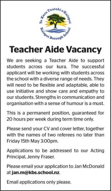 Teacher Aide Vacancy