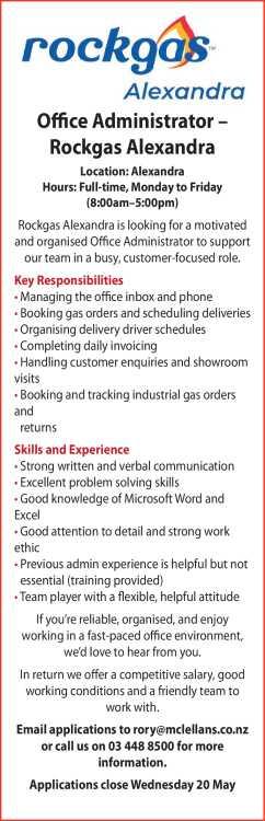 Office Administrator – Rockgas Alexandra