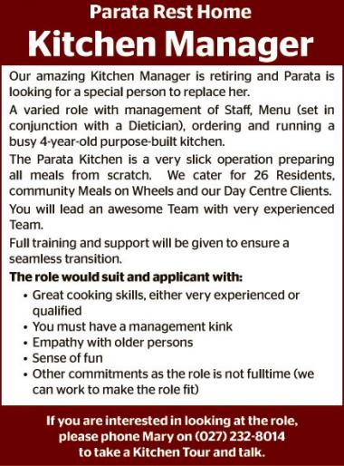Kitchen Manager in Southland