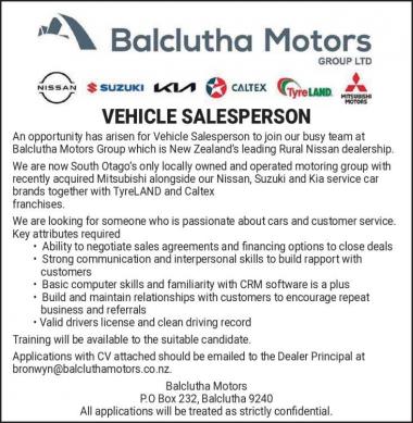 VEHICLE SALESPERSON