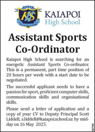 Assistant Sports Co-Ordinator in Canterbury