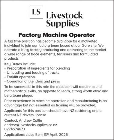 Factory Machine Operator