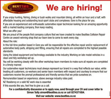 We are hiring! in Otago