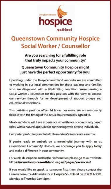 Social Worker/Counsellor in Otago