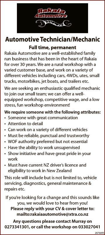 Automotive Technician/Mechanic