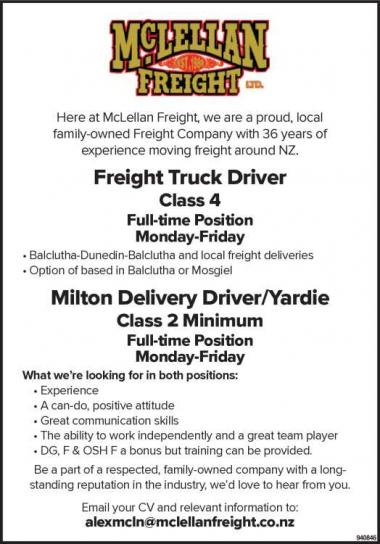 Drivers Needed in Otago