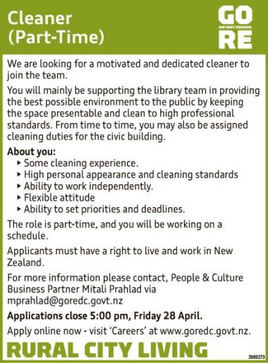 Cleaner in Southland