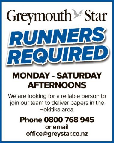 RUNNERS REQUIRED