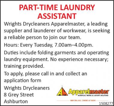 PART-TIME LAUNDRY ASSISTANT